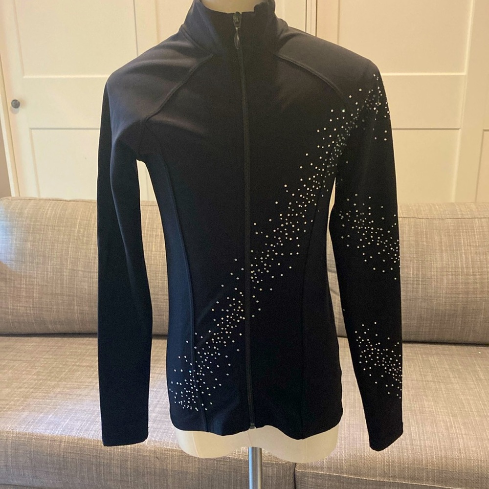 Sagester skating jacket - black with spiral crystals, made in Italy, adult small